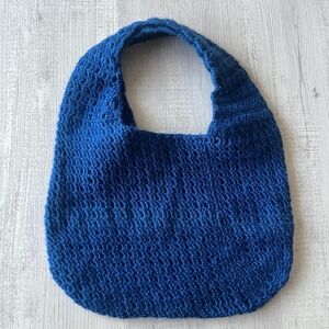 Handmade Blue Crochet Tote Bag